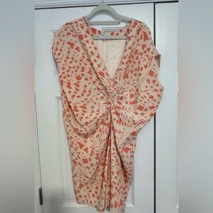 Whistles UK peach & white silk dress US 4